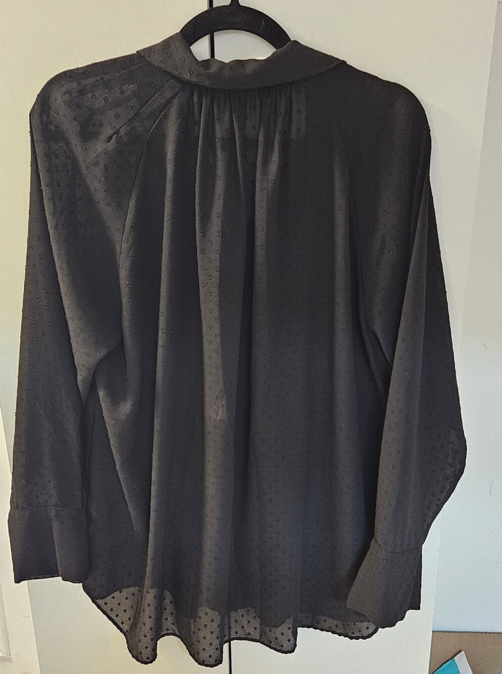 Zara Black Semi-Sheer Dot-Pattern Button-Up Shirt - Picture 2 of 2